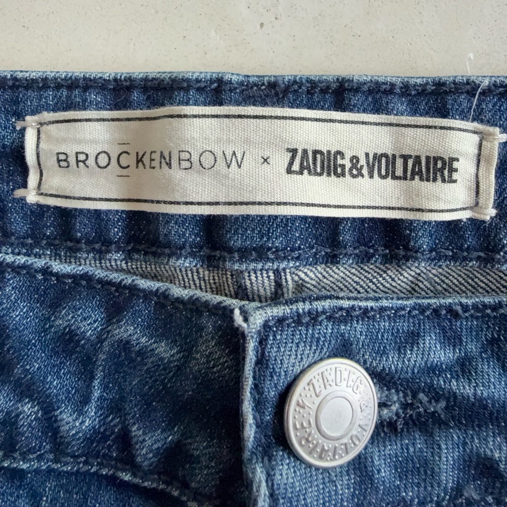 Zadig & Voltaire Starseed Embroidered Crystal Straight Ankle Jean 28 - Picture 4 of 7